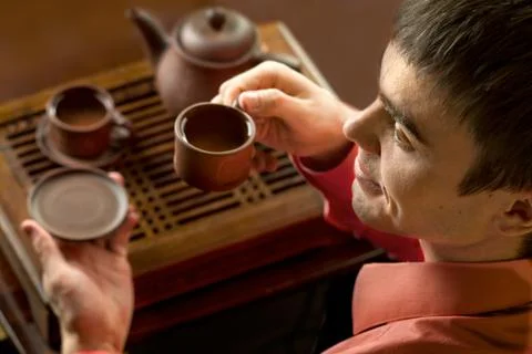 Man with tea Foto stock