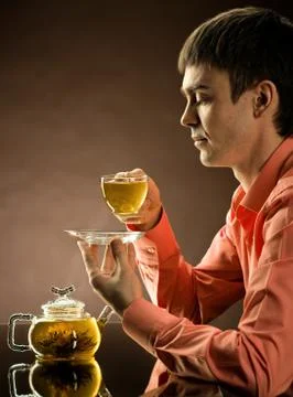 Man with tea Stock Photos