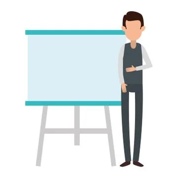 Man teaching with paperboard character Stock Illustration