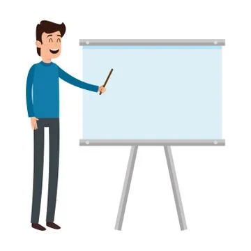 Man teaching with paperboard character Stock Illustration