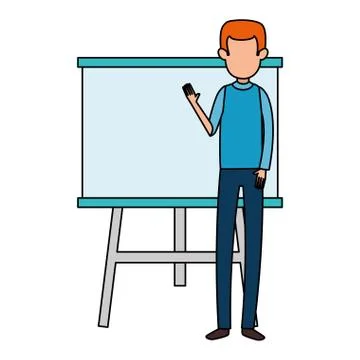 Man teaching with paperboard character Stock Illustration