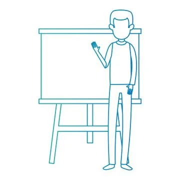 Man teaching with paperboard character Stock Illustration