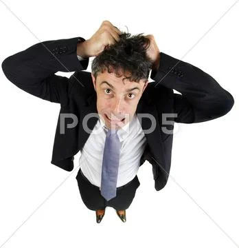 Man tearing out his hair in desperation Stock Photos