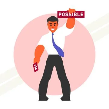 Man-tears-impossible-sign Stock Illustration