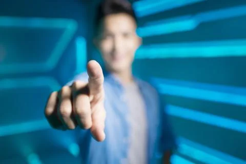 Man on tech background Stock Photos