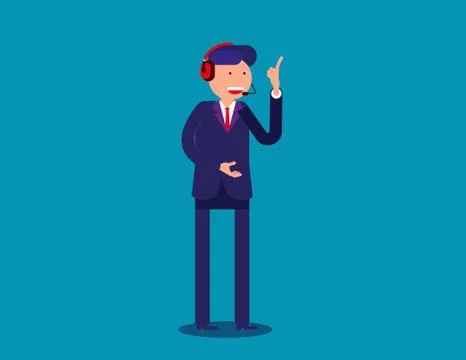 Man tech support or troubleshooting department in business. Concept business Stock Illustration