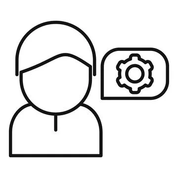 Man technical overview icon outline vector. Data boost Stock Illustration