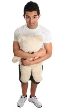 Man with teddy bear Stock Photos