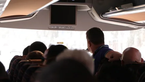 Man tells something in the bus Video stock 126427008