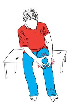 Man with Tendon knee joint problems painful Illustrazione stock