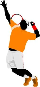 Man Tennis player. Colored Vector illustration for designers Illustrazione stock