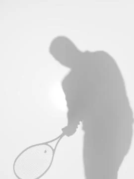 Man tennis player, forehand, silhouette Illustrazione stock