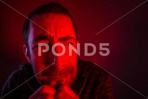 Man with terrified facial expression Stock Photos