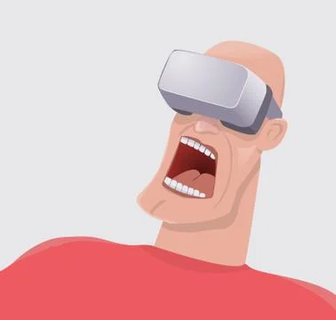 Man terrified by virtual reality. Stock Illustration