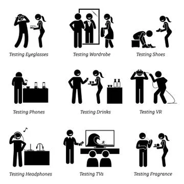 Man testing products at shop. Illustration