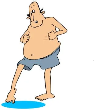 Man testing the water Illustrazione stock