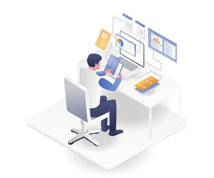 Man is testing web application network on smartphone and computer 스톡 일러스트