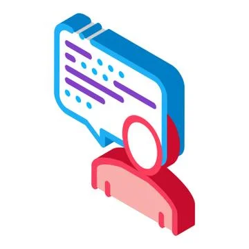 Man, Text In Quote Frame isometric icon vector illustration Stock Illustration