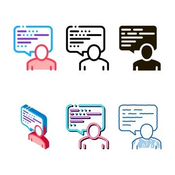 Man, text in set quote frame icon outline Stock Illustration