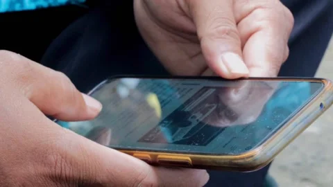 Man is texting message with his smartphone Stock Footage 208343570