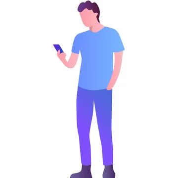 Man texting message using phone vector icon Stock Illustration