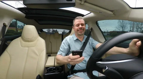 Man Texting While Driving Stock Footage 48276762