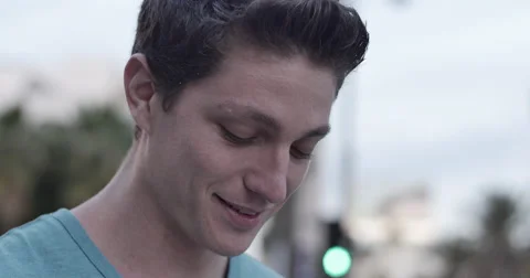 Man texts on street Stock Footage 63318596