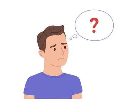 Man think about question, brain activity affected by worry and disorder. Mental Illustrazione stock