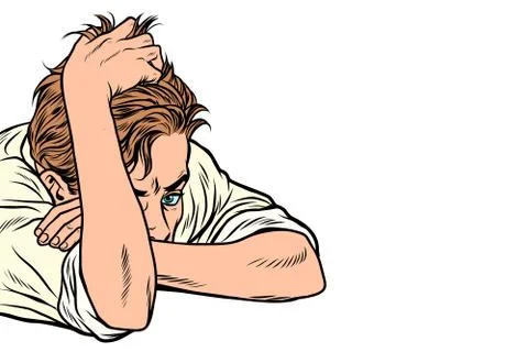 Man the thinker, isolated on white background Stock Illustration