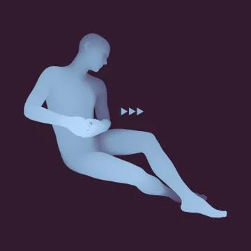 Man in a Thinker Pose. 3D Model of Man. Philosophy Vector Illustration. Stock Illustration