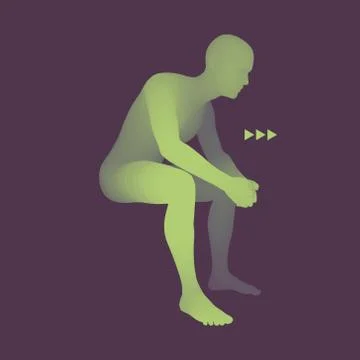 Man in a Thinker Pose. 3D Model of Man. Philosophy Vector Illustration. Stock Illustration