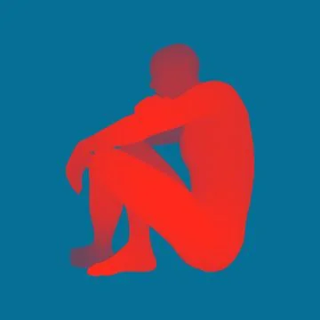 Man in a Thinker Pose. 3D Model of Man. Vector Illustration. Stock Illustration