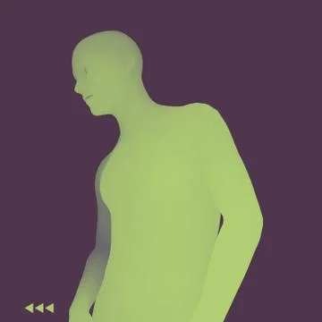 Man in a Thinker Pose. 3D Model of Man. Philosophy Vector Illustration. Stock Illustration