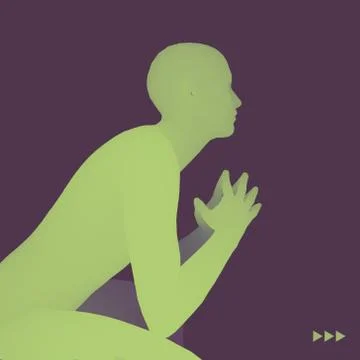 Man in a Thinker Pose. 3D Model of Man. Philosophy Vector Illustration. Illustrazione stock