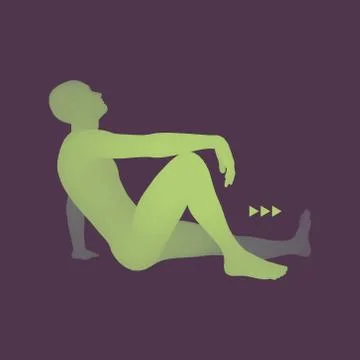 Man in a Thinker Pose. 3D Model of Man. Psychology. Philosophy. Illustrazione stock