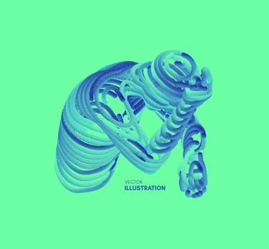 Man in a thinker pose. Miserable depressed men sitting and thinking. 3d model Stock Illustration