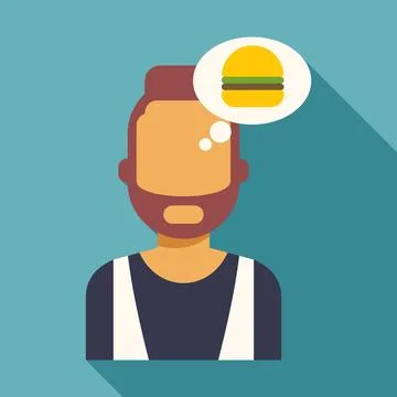 Man thinking about burger craving for fast food Stockillustratie