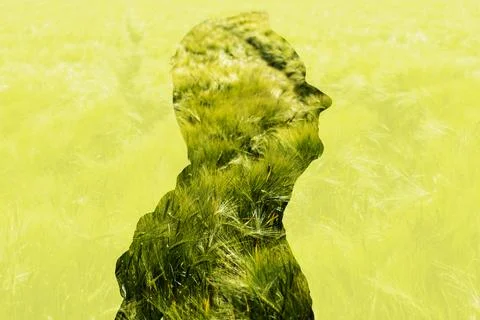 Man thinking about the environment, its protection, beauty, fragility 写真素材