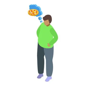 Man thinking about pizza isometric icon vector illustration 스톡 일러스트