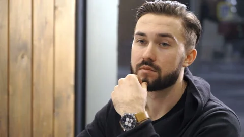 Man is thinking about something Video stock 86392273