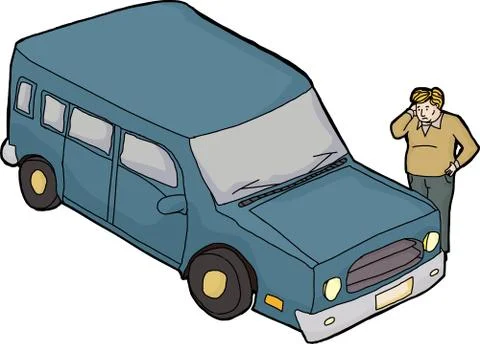 Man Thinking About SUV Purchase Stock Illustration