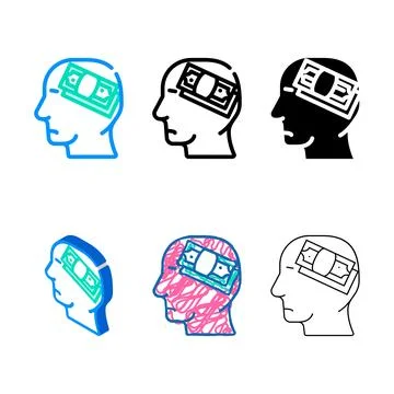 Man thinking about variations money color icon vector Illustrazione stock