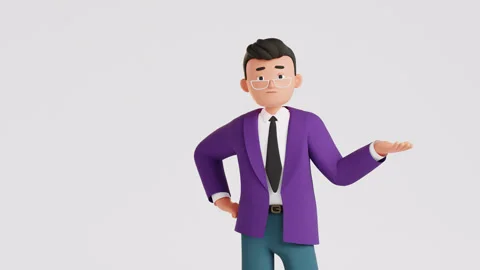 Man thinking and looking for answer, 3d render. Shrugs his shoulders Stock Footage 275284074