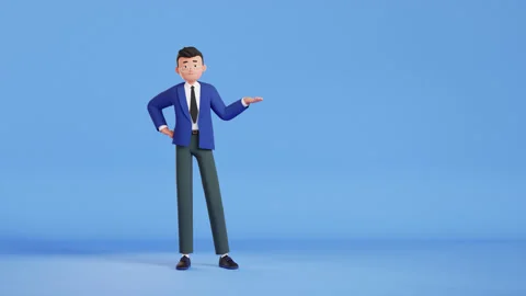 Man thinking and looking for answer, 3d render. Shrugs his shoulders Stock Footage 275284322