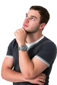 Man thinking and looking up Stock Photos
