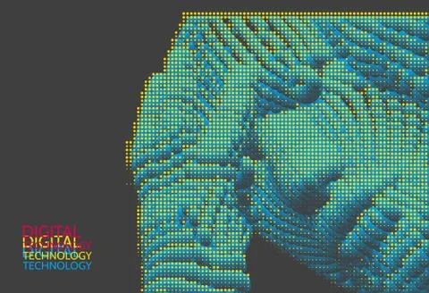 Man is thinking. Artificial intelligence concept. Digital technology backgrou Stock Illustration