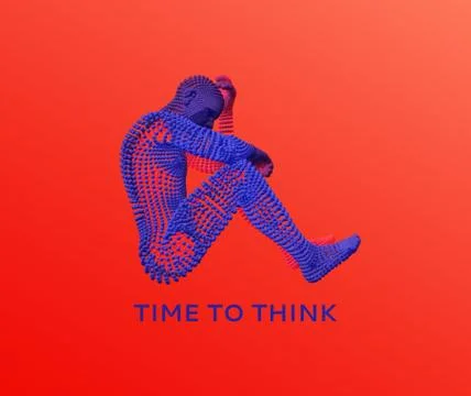 Man is thinking. Artificial intelligence concept. Digital technology backgrou Stock Illustration