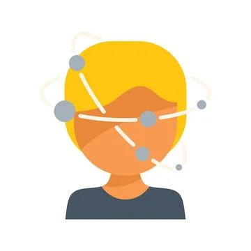 Man thinking with artificial intelligence network connecting dots Illustrazione stock