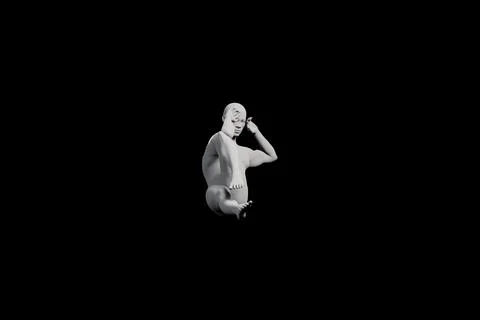 Man thinking in a black studio Stock Illustration