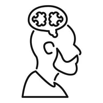 Man thinking with brain in thought bubble イラスト素材